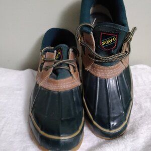 Women's size 8 Sporto Thermolite Green/Brown Duck Shoes Rain Boots